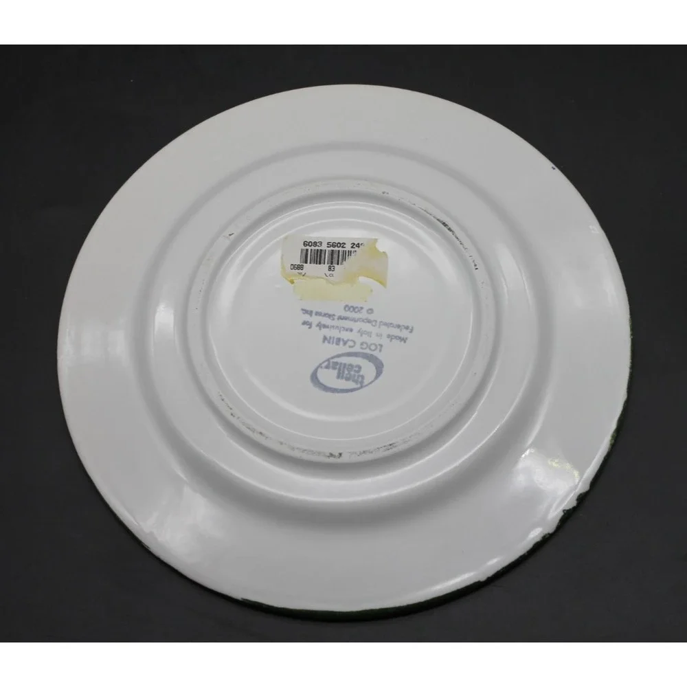 The Cellar Log Cabin Christmas Salad Plates Set 5 Tree Holiday 8in Ceramic Italy